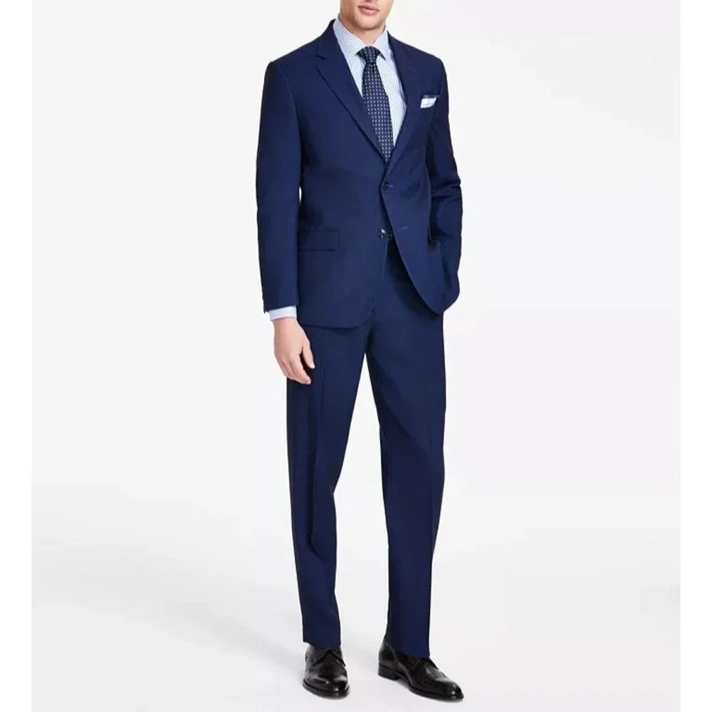Nautica Men's 2-Pc Suit‎ Blue Birdseye Jacket Blazer 42R Pants 38Wx31L